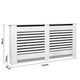 Slim white radiator covers with horizontal slats, sleek design, and 172x82cm dimensions